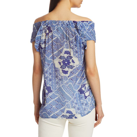 FIGUE Gianna Off-The-Shoulder Tassel Tie Blouse Top Bergdorf Goodman S NWT $325 - Picture 11 of 13